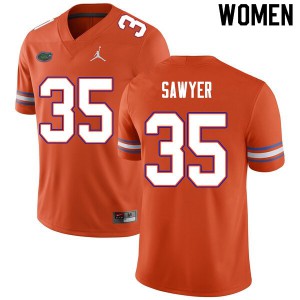 Women #35 William Sawyer Florida Gators College Football Jerseys Orange 455284-950
